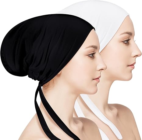 2 Pieces Women Under Scarf Hat Hijab Cap