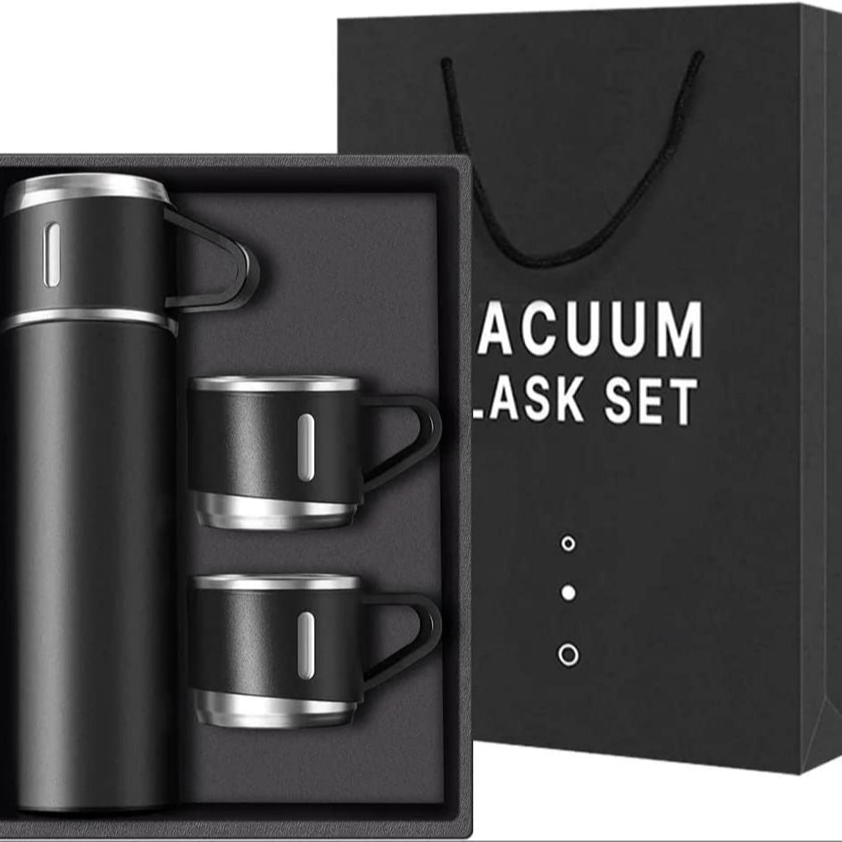 Stainless Steel Vacuum Flask Set – 500ml With 3 Cups