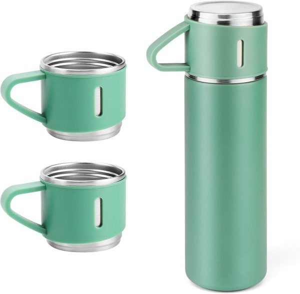 Stainless Steel Vacuum Flask Set – 500ml With 3 Cups