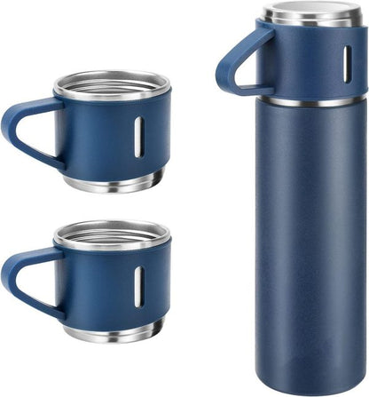 Stainless Steel Vacuum Flask Set – 500ml With 3 Cups