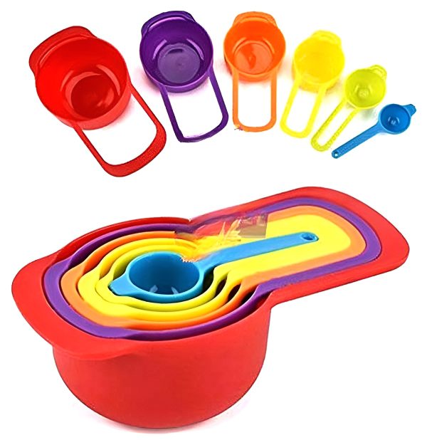 Multi Color Measuring Cup And Spoon Set – 6pcs