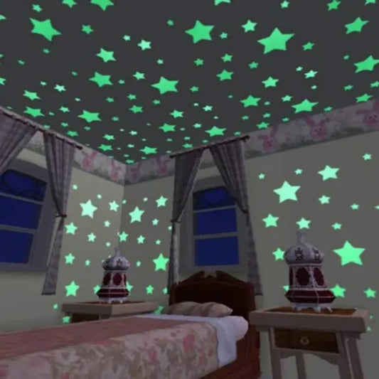 Pack Of 100 – Multicolor 3d Glowing Star Night Dark Room Decor