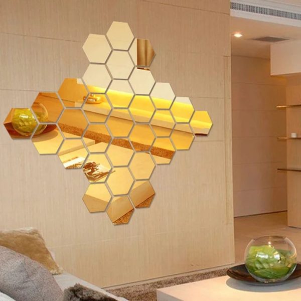 3d Acrylic Hexagon Simple Mirror-surface Geometric Diy Art